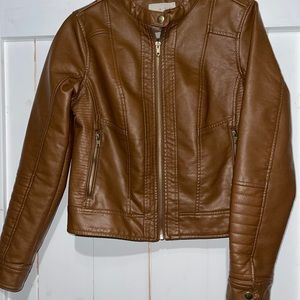 Brown Leather Moto Jacket